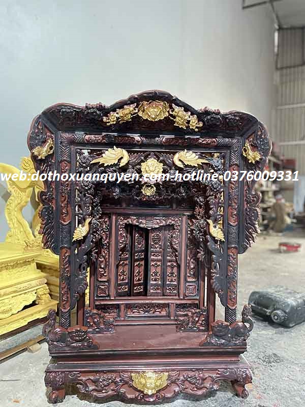 khám thờ gia tiên thếp bạc